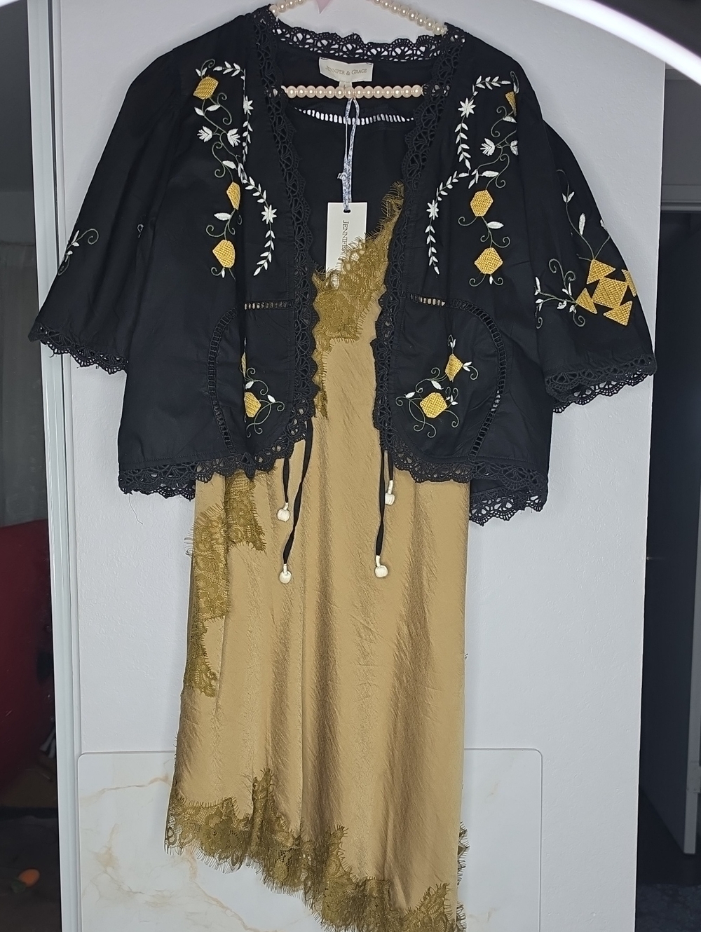 Jennifer & Grace Black Embroidered Top, Jacket Only